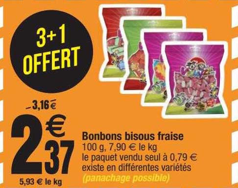 bonbons bisous fraise