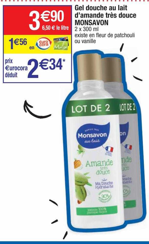 gel douche au lait d'amande très douce monsavon