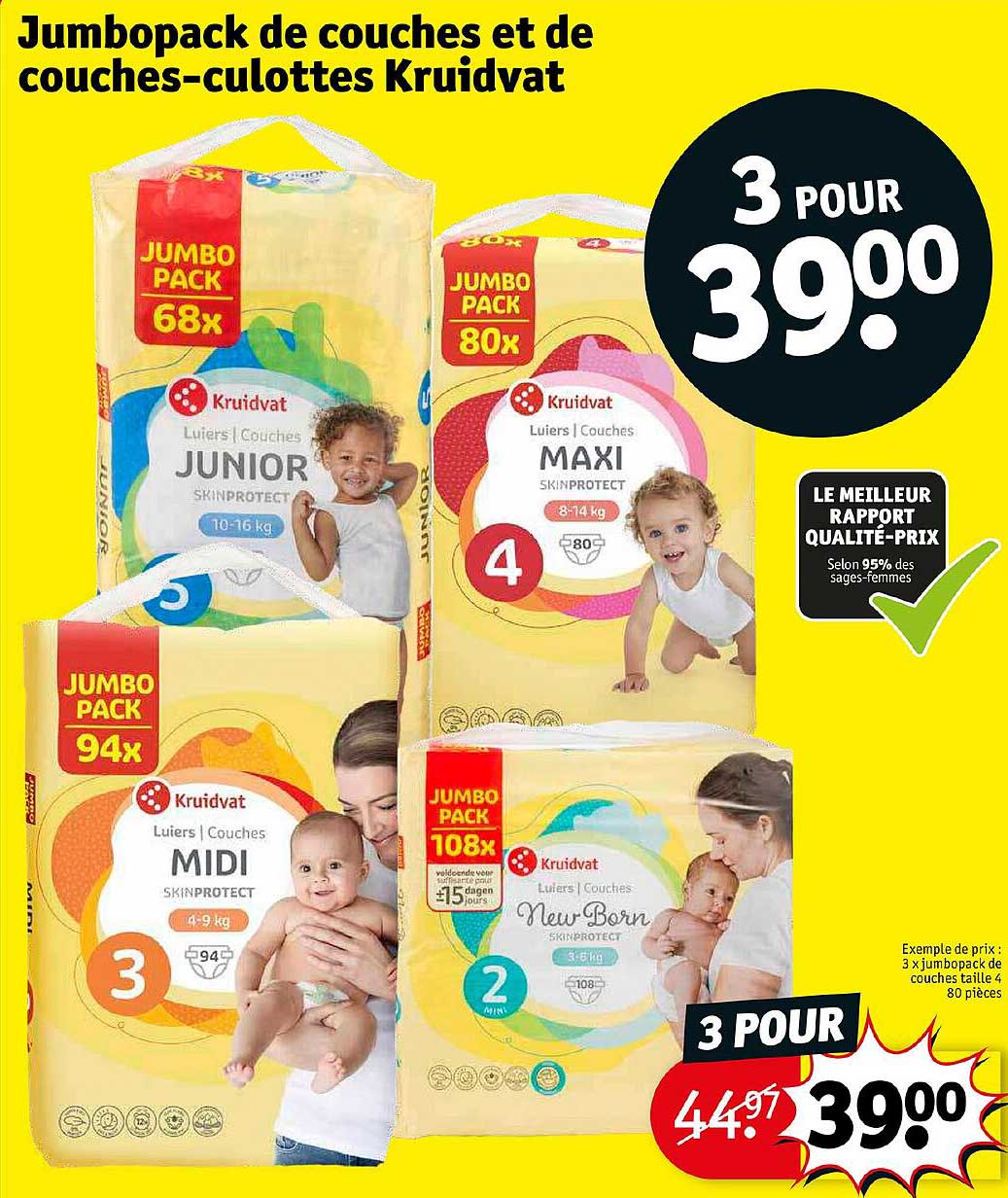 jumbopack de couches et de couches-culottes kruidvat