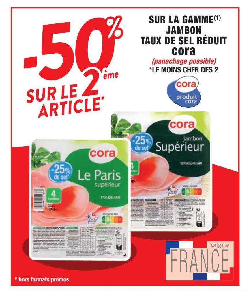 la gamme jambon taux de sel réduit cora