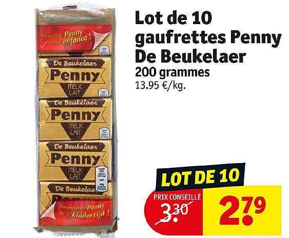 Lot De 10 Gaufrettes Penny De Beukelaer