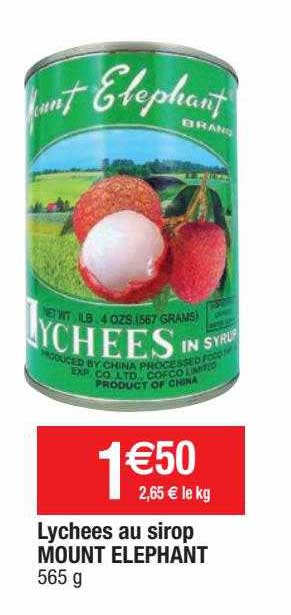 lychees au sirop mount éléphant