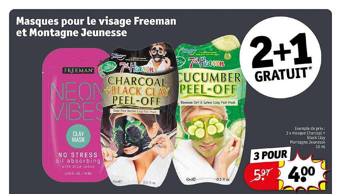 masques pour le visage freeman et montagne jeunesse