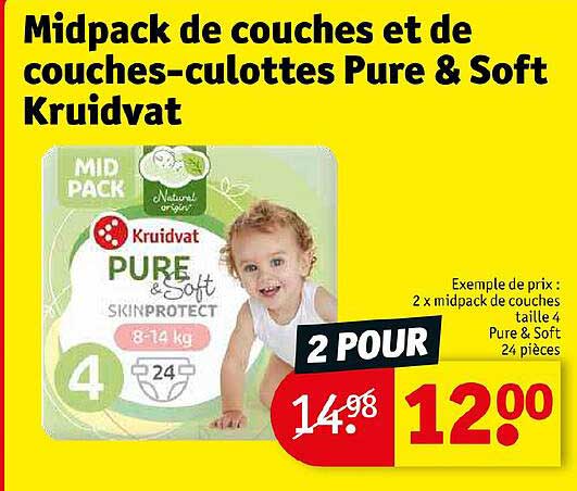 midpack de couches et de couches-culottes pure & soft kruidvat