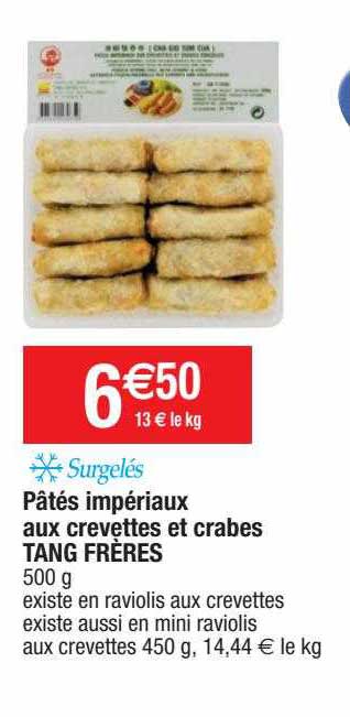 pâtés impériaux aux crevettes et crabes tang frères