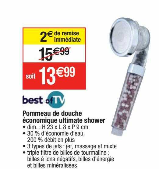 pommeaux de douche économique ultimate shower best of tv