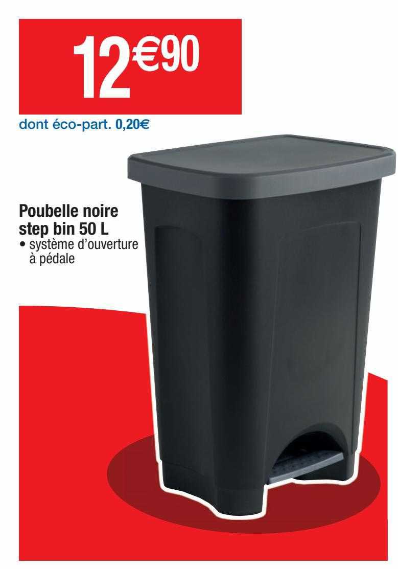 poubelle noire step bin 50l