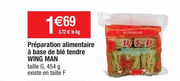 préparation alimentaire à base de blé tendre wing man