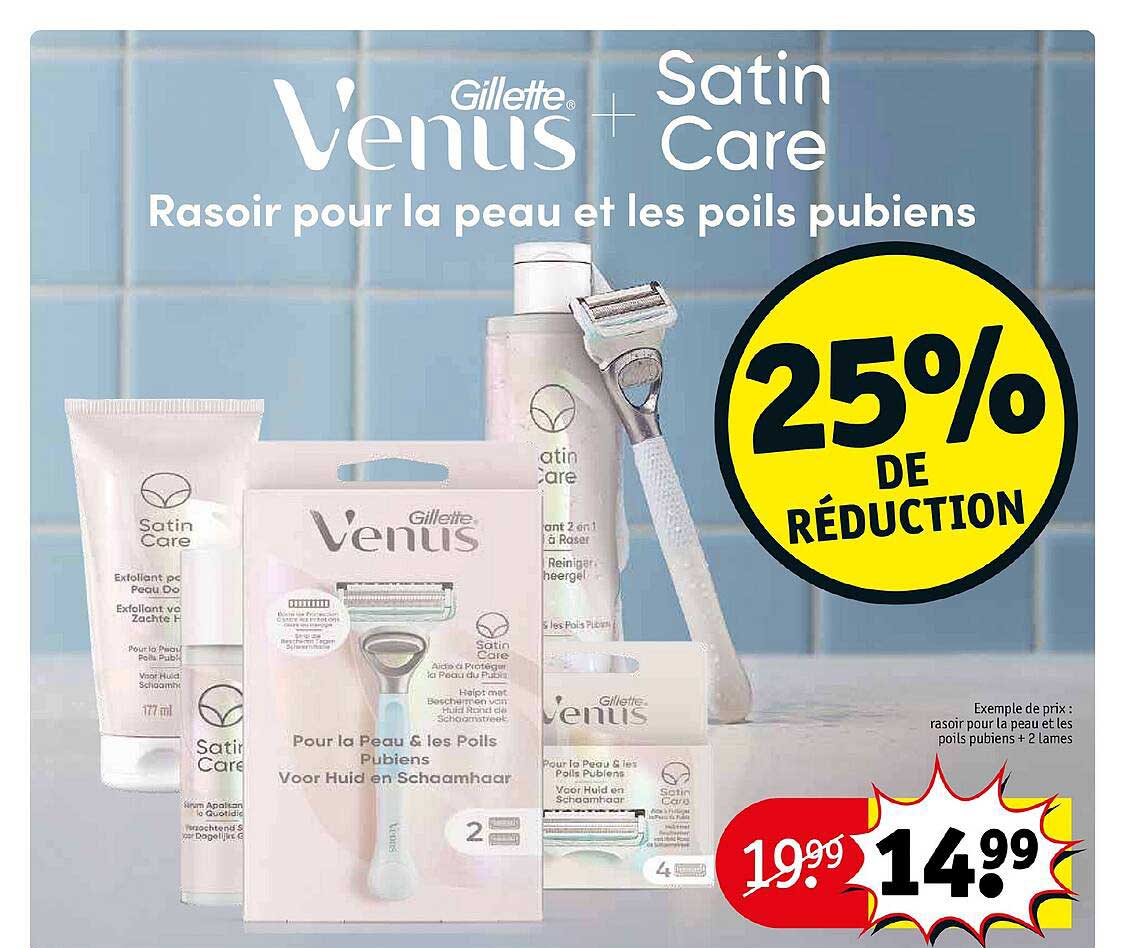 rasoir pour la peau et les poils pubiens gillette venus + satin care