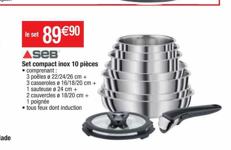 Set Compact Inox 10 Pièces Seb