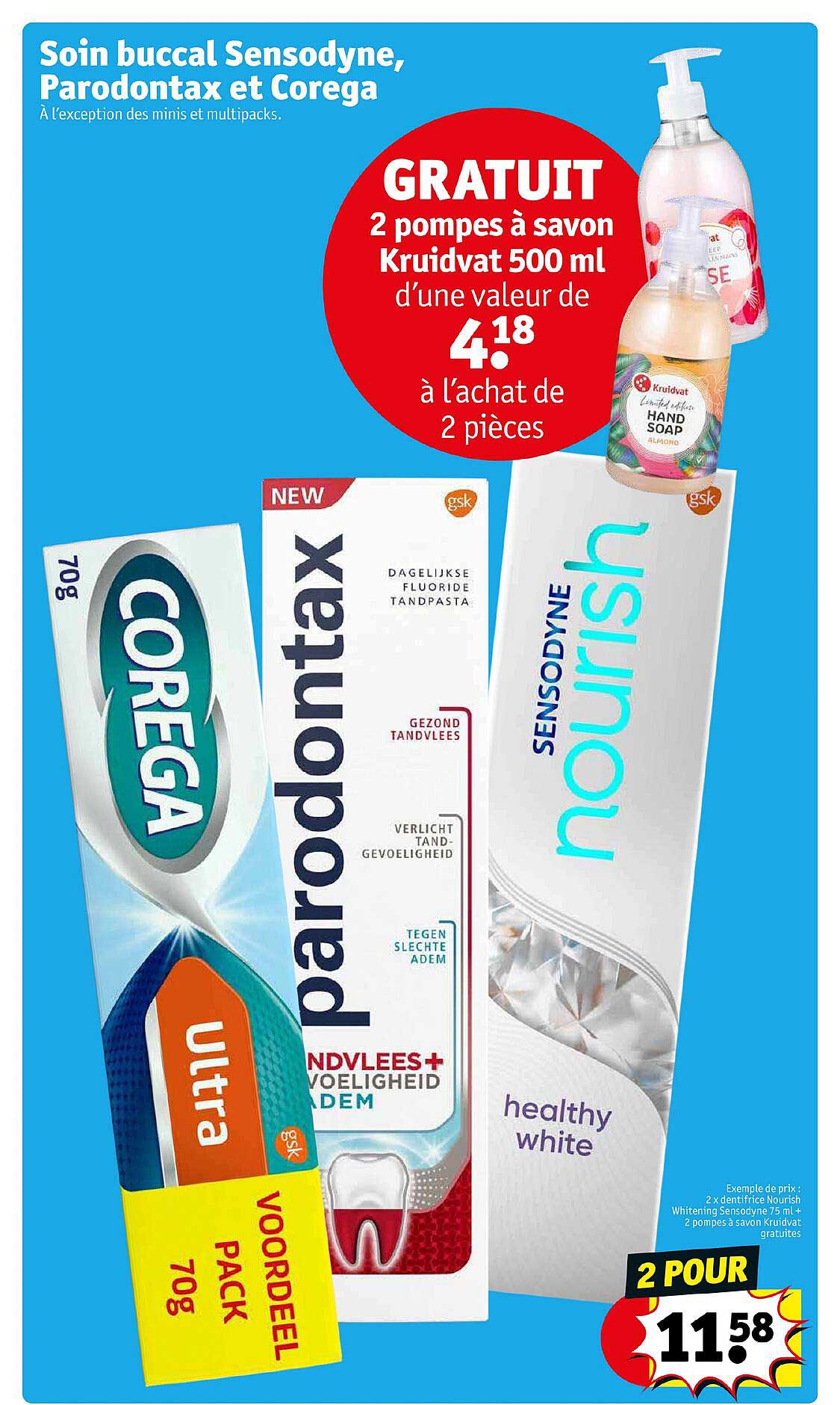 soin buccal sensodyne, parodontax et corega