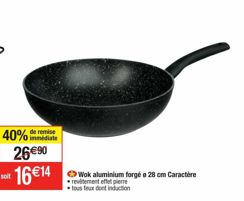 wok aluminium forgé ø 28 cm caractère