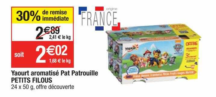 yaourt aromatisé pat patrouille petits filous