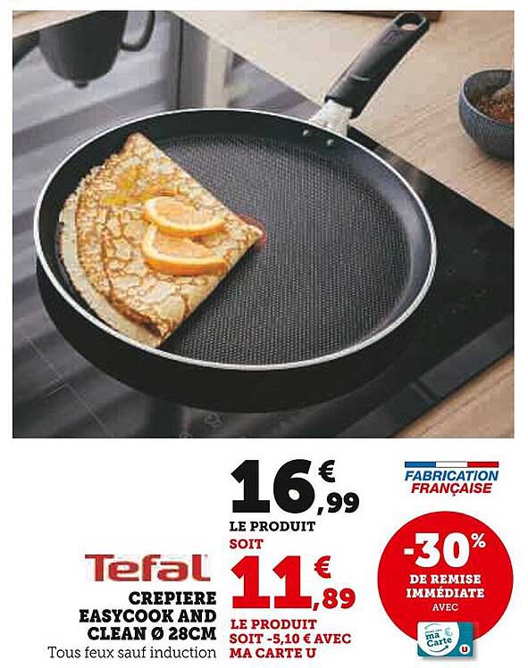 crêpière easycook and clean ø 28 cm tefal