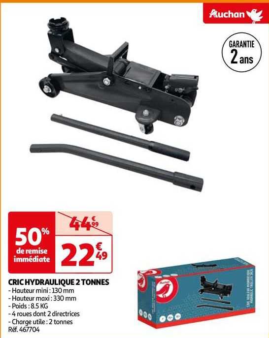 cric hydraulique 2 tonnes auchan