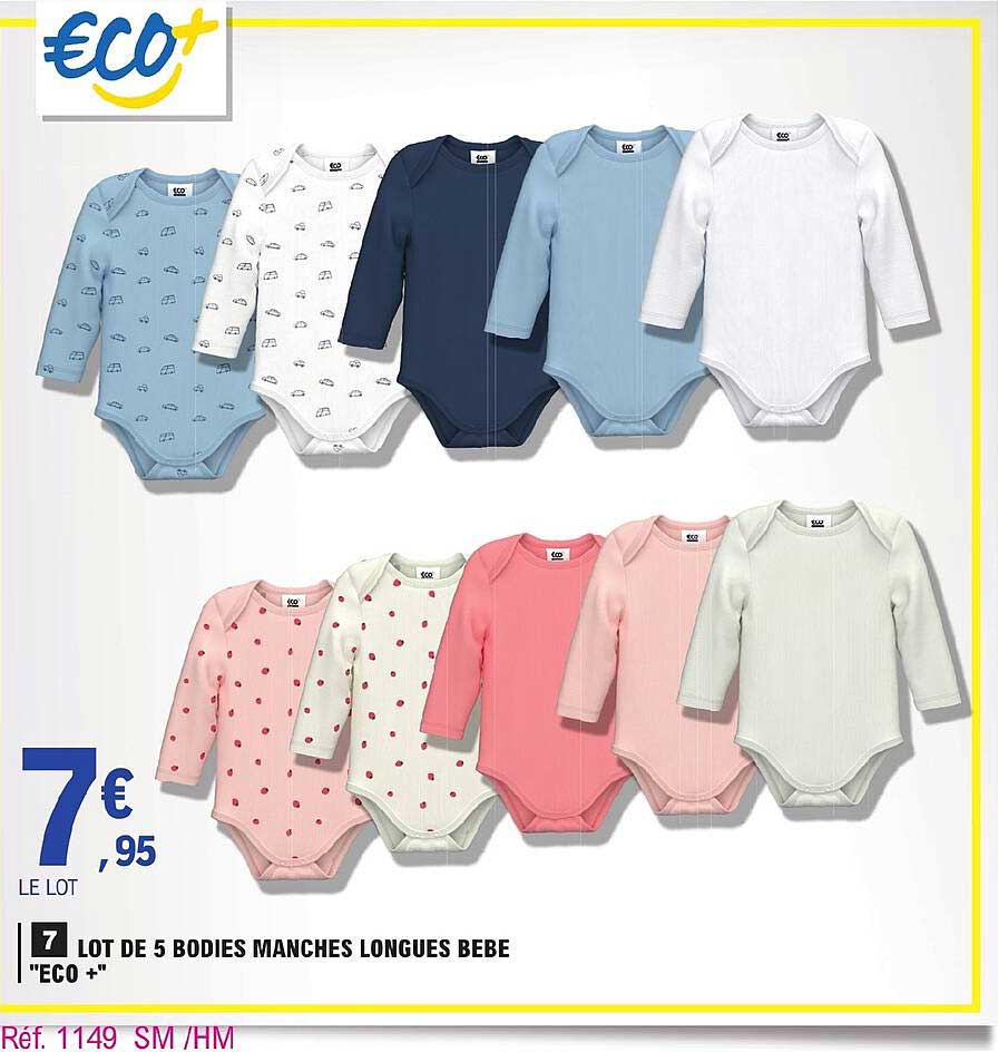 lot de 5 bodies manches longue bébé "éco+"
