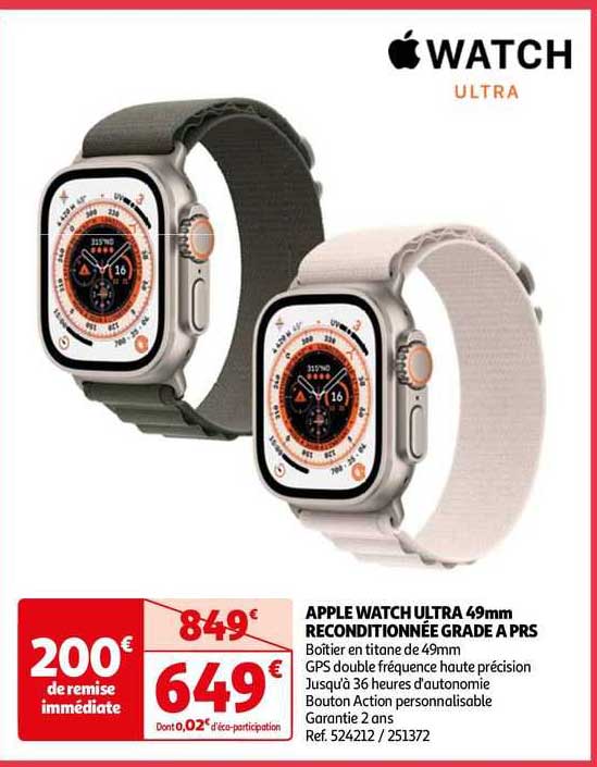 apple watch ultra 49mm reconditionnée grade a prs