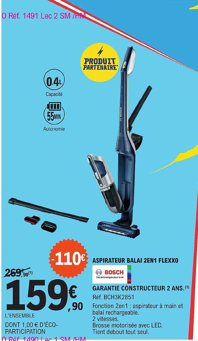 Aspirateur Balai 2 En 1 Flexxo Bosch