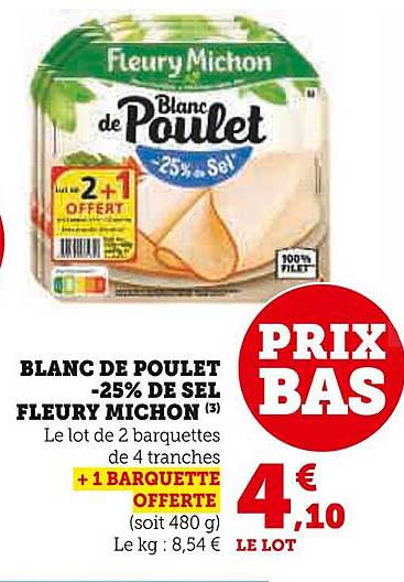 blanc de poulet -25% de sel fleury michon