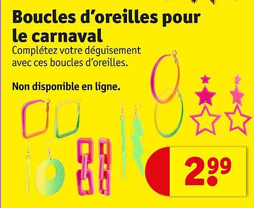 boucles d'oreilles pour le carnaval