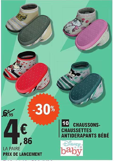 chaussons-chaussettes antidérapants bébé disney baby