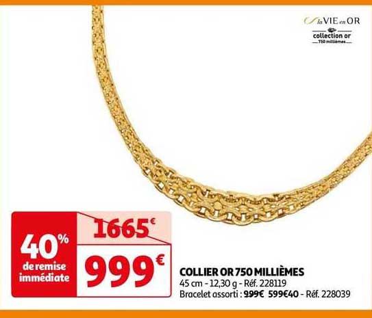 collier or 750 millièmes la vie en or