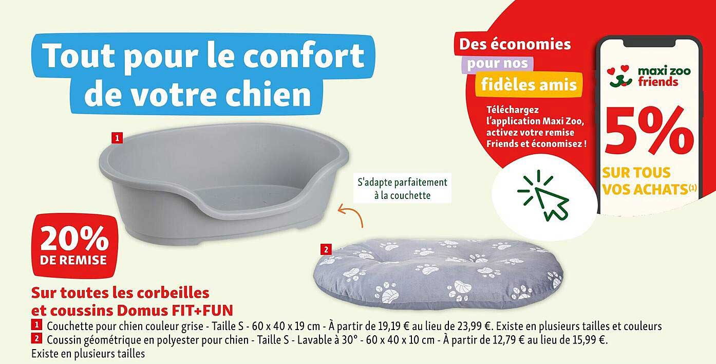 corbeilles et coussins domus fit+fun 1 couchette pour chien couleur gris 2 coussin géométrique en polyester pour chien