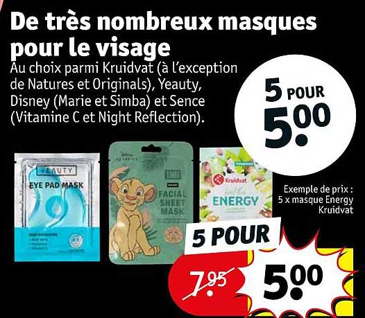 de très nombreux masques pour le visage