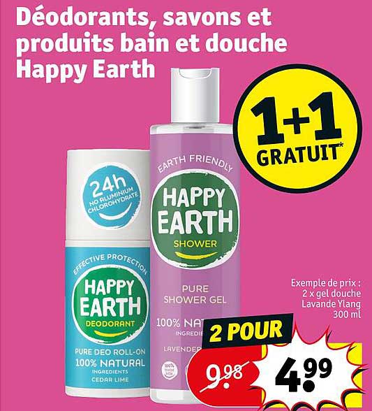 déodorants, savons et produits bain et douche happy earth