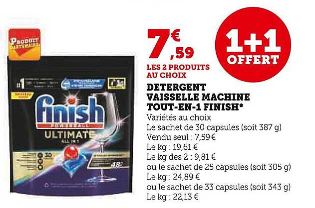 détergent vaisselle machine tout-en-1 finish