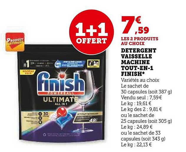 détergent vaisselle machine tout-en-1 finish
