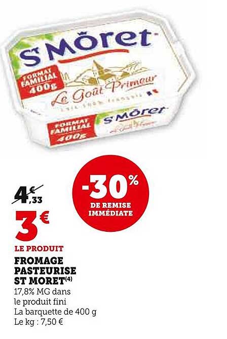 fromage pasteurisé st môret 17,8% mg
