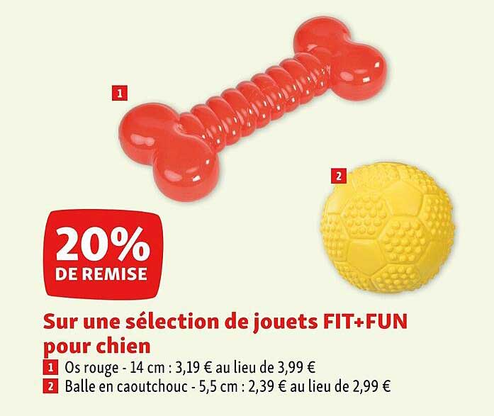 jouets fit+fun 1 os rouge 2 balle en caoutchouc