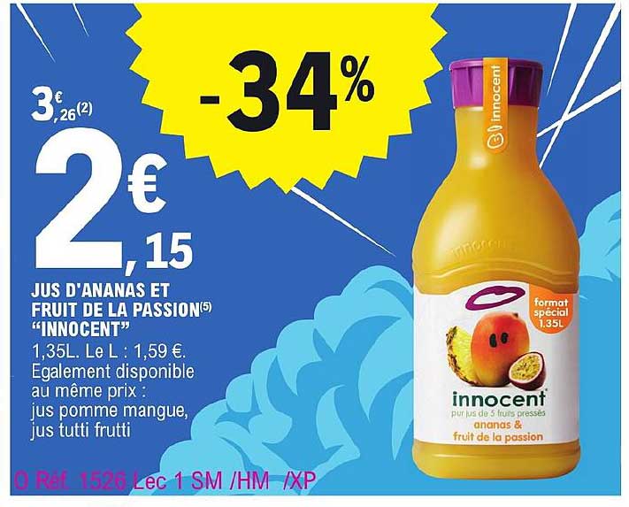 jus d'ananas et fruit de la passion "innocent"