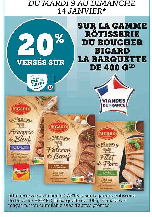 la gamme rôtisserie du boucher bigard la barquette de 400 g