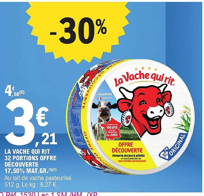 la vache qui rit 32 portions offre découverte 17,50% mat.gr.