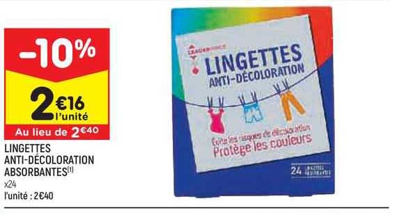 lingettes anti-décoloration absorbantes