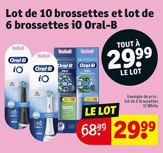 lot de 10 brossettes et lot de 6 brossettes iO oral-b