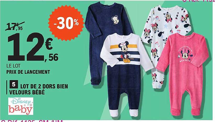 lot de 2 dors bien velours bébé disney baby
