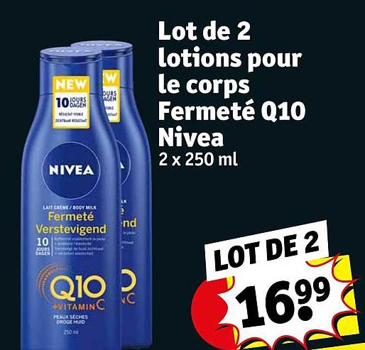 lot de 2 lotions pour le corps fermeté q10 nivea
