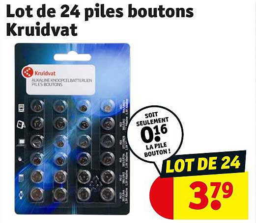 Lot De 24 Piles Boutons Kruidvat