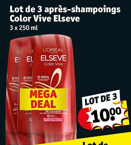 lot de 3 après-shampoings color vive elseve