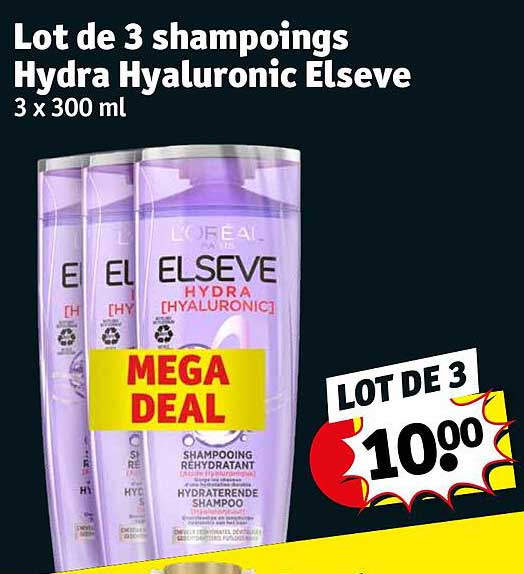 lot de 3 shampoings hydra hyaluronic elseve