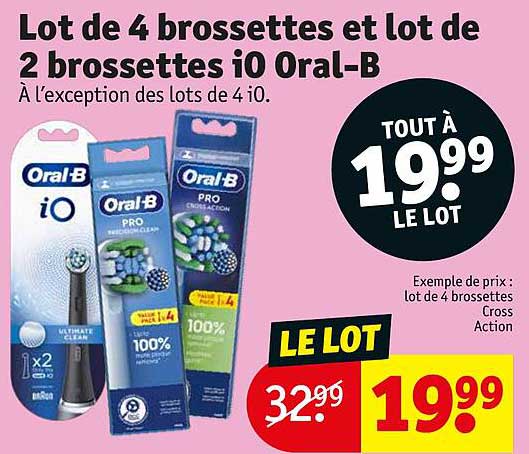 lot de 4 brossettes et lot de 2 brossettes iO oral-b