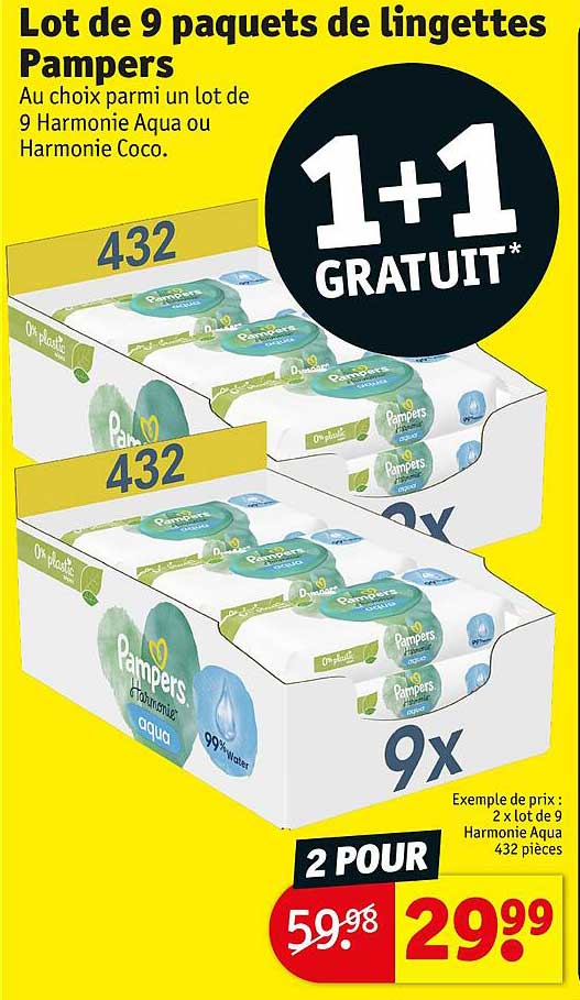 lot de 9 paquets de lingettes pampers