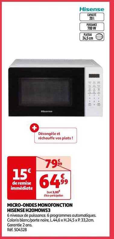 micro-ondes monofonction hisense h20mows3