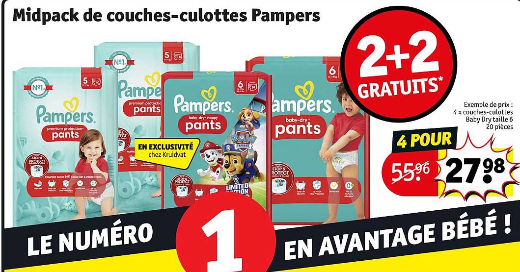 midpack de couches-culottes pampers