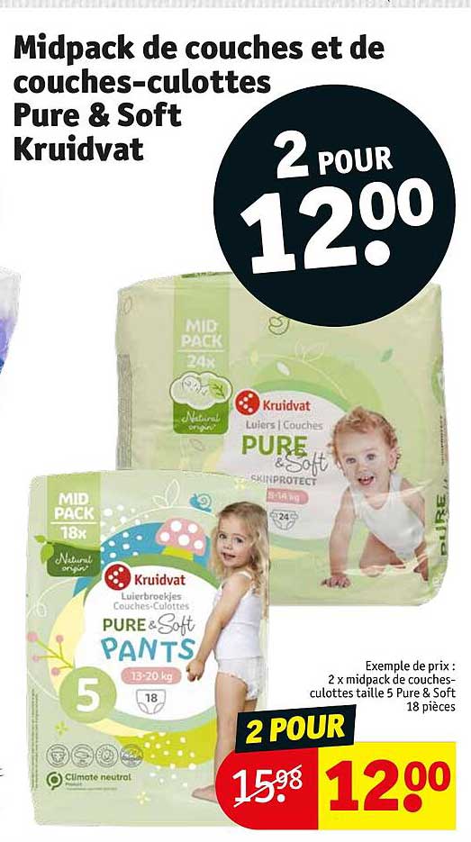 midpack de couches et de couches-culottes pure & soft kruidvat