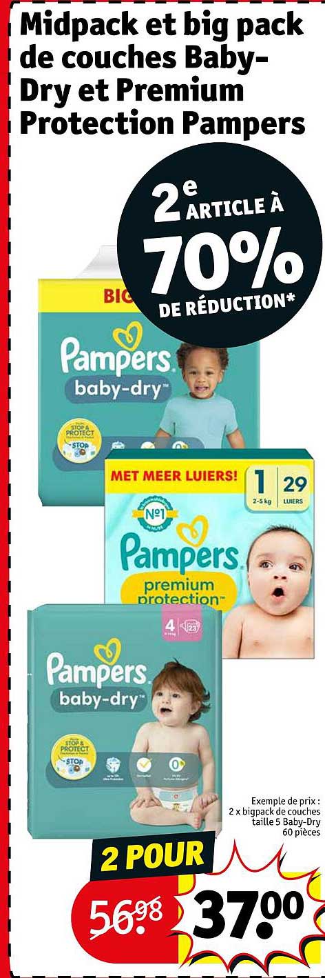 Midpack Et Big Pack De Couches Baby-dry Et Premium Protection Pampers