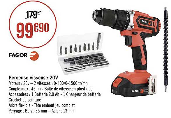 Perceuse Visseuse 20v Fagor